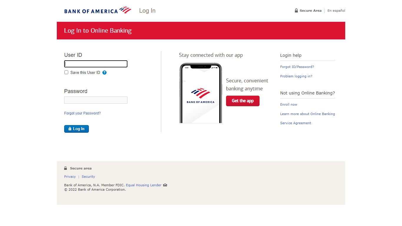 Bank of America | Online Banking | Log In | User ID
