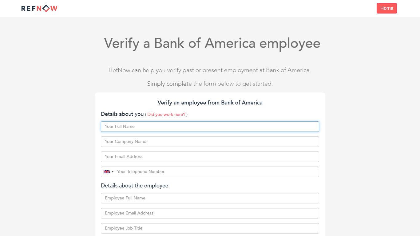 Bank of America Employment verification | RefNow