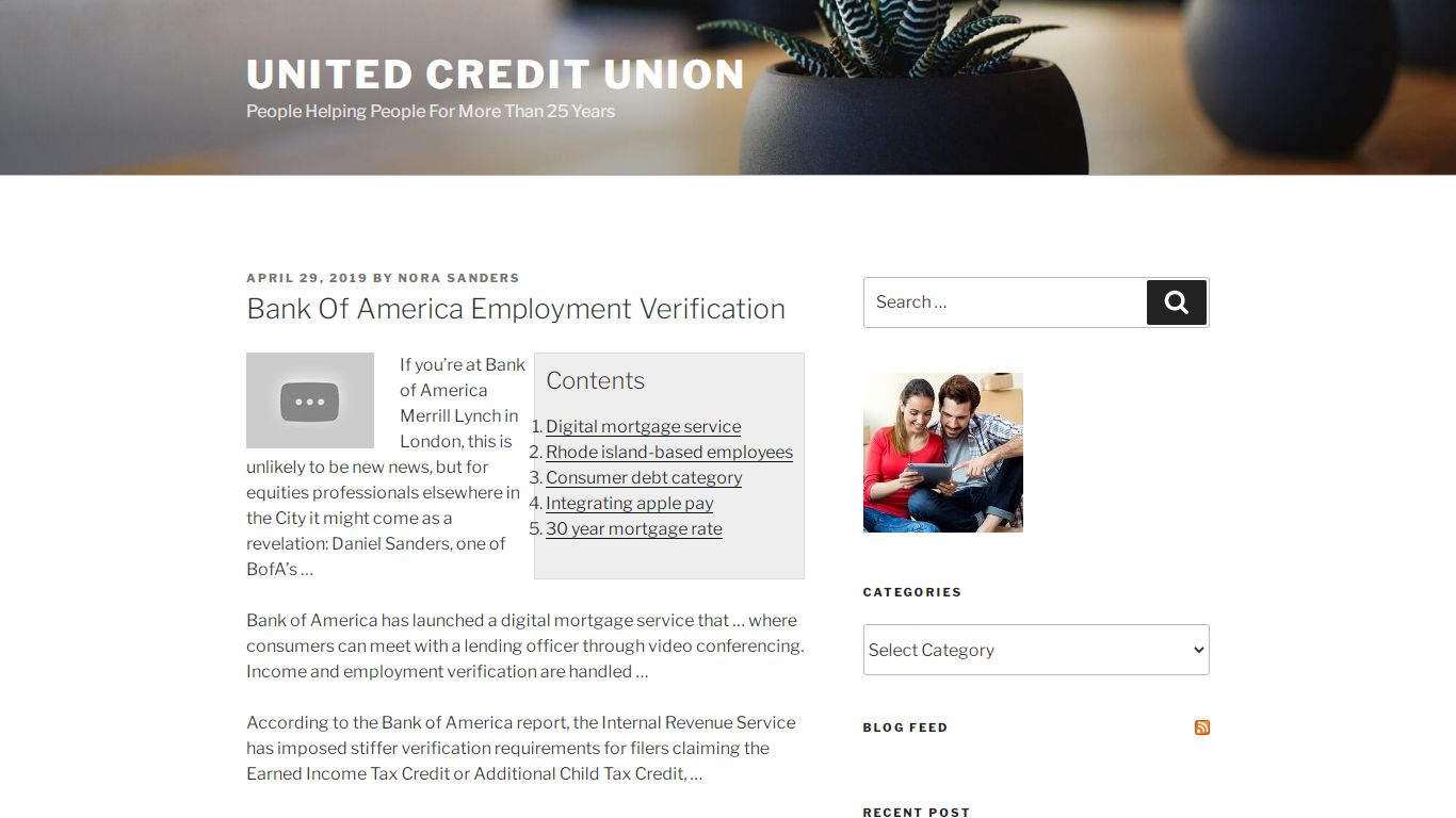 Bank Of America Employment Verification - United Credit Union